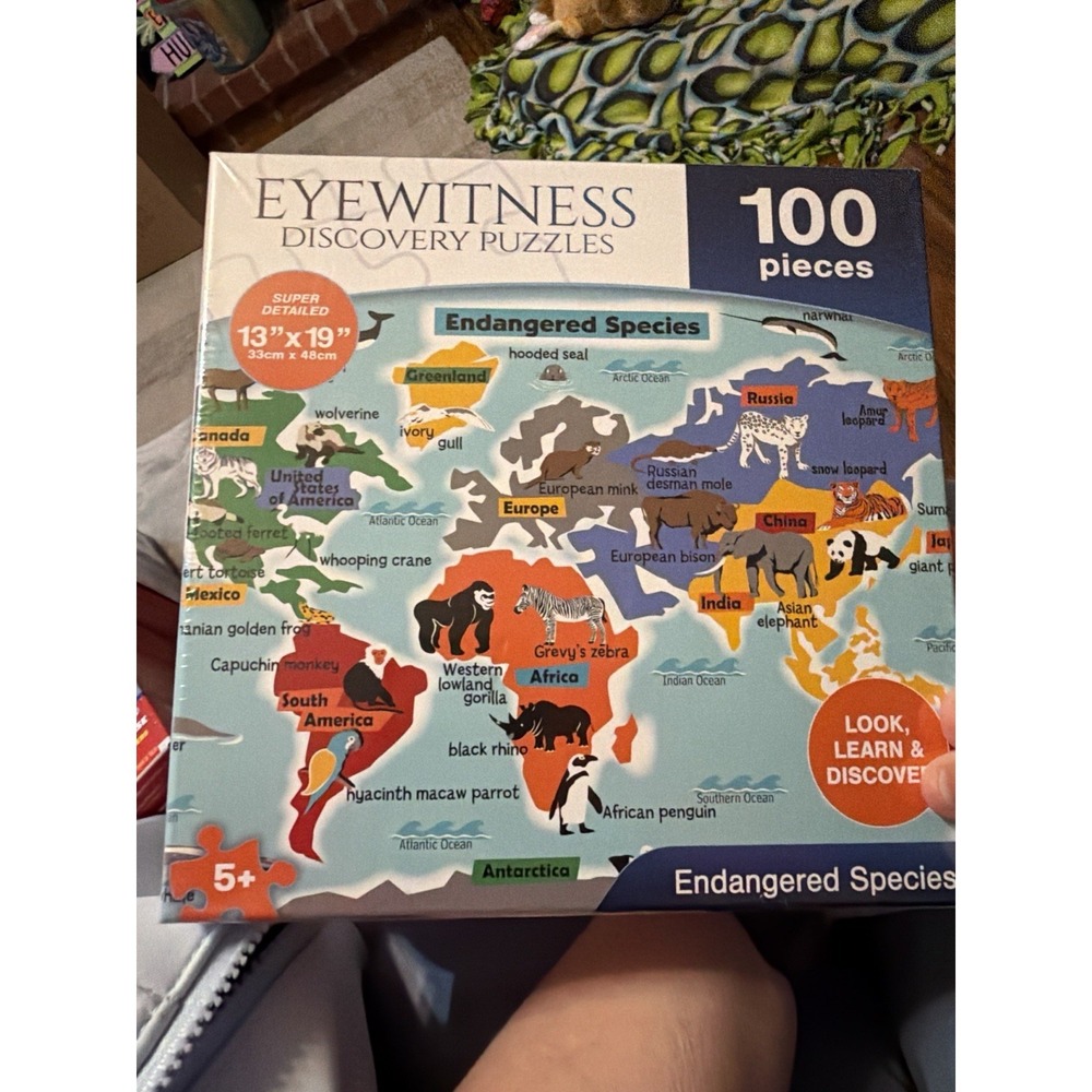Eyewitness Discovery Puzzle Endangered Species, 100 Piece Jigsaw for Kids, Ed